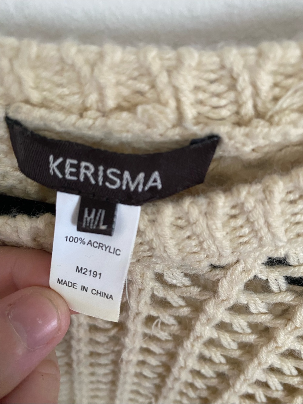Kerisma Cream Open-Weave Cable Knit Sweater - Picture 3 of 4
